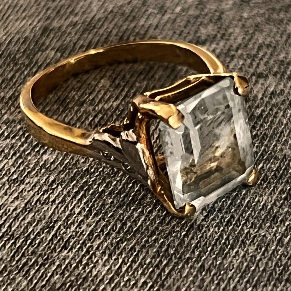 Real aquamarine and 14kt ring